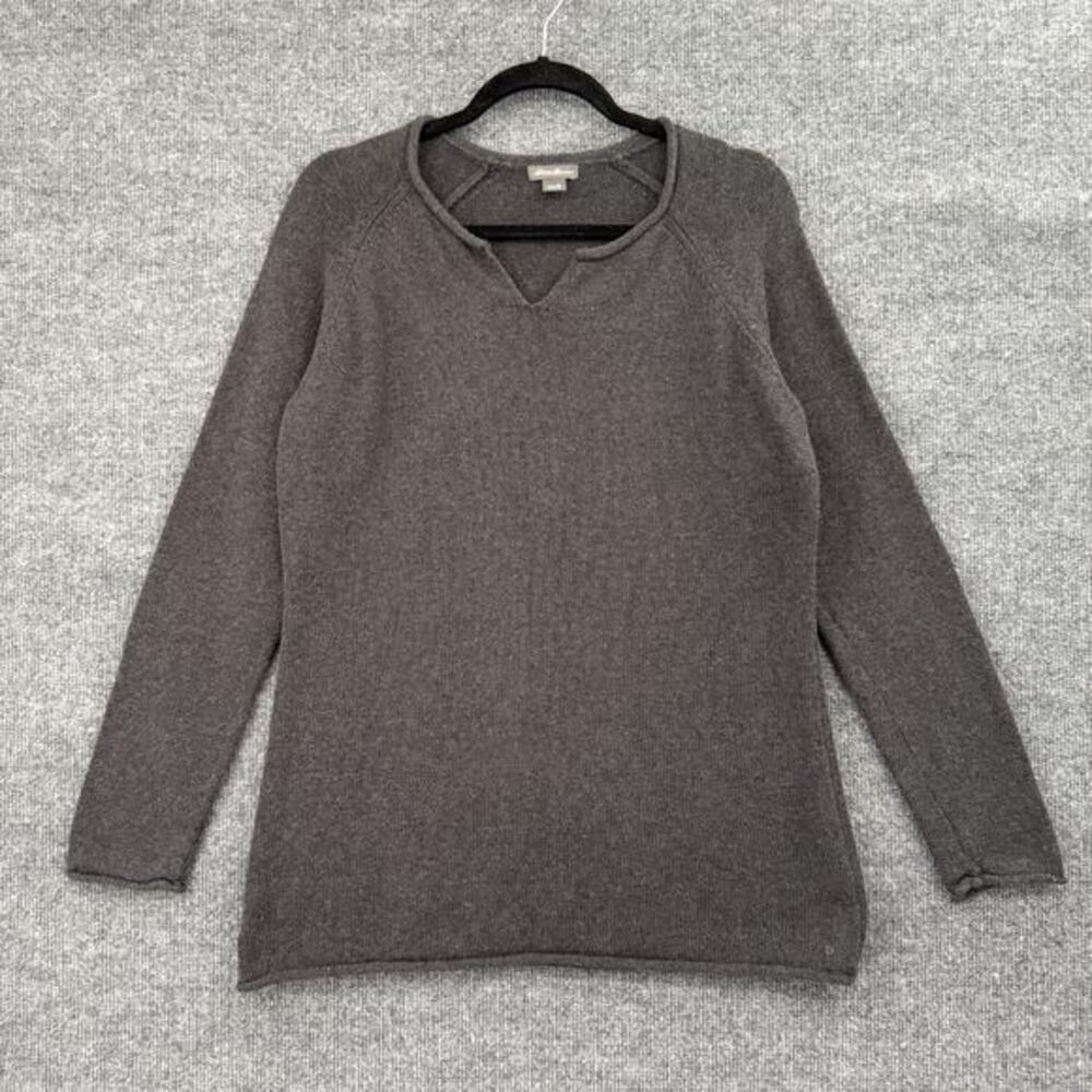 Eddie Bauer Womens Roll Neck Sweater Sz M Charcoal Gray Classic Heritage Cotton